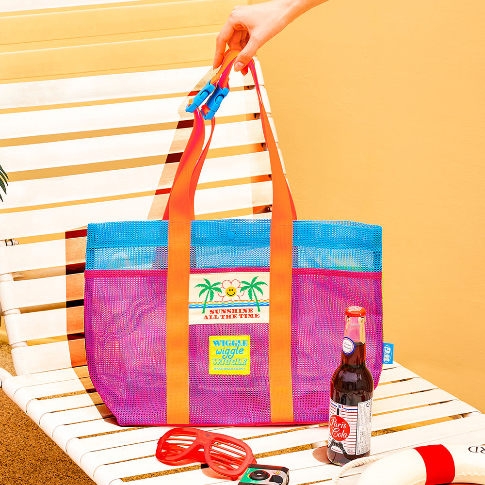 Mesh beach bag - sunset pink