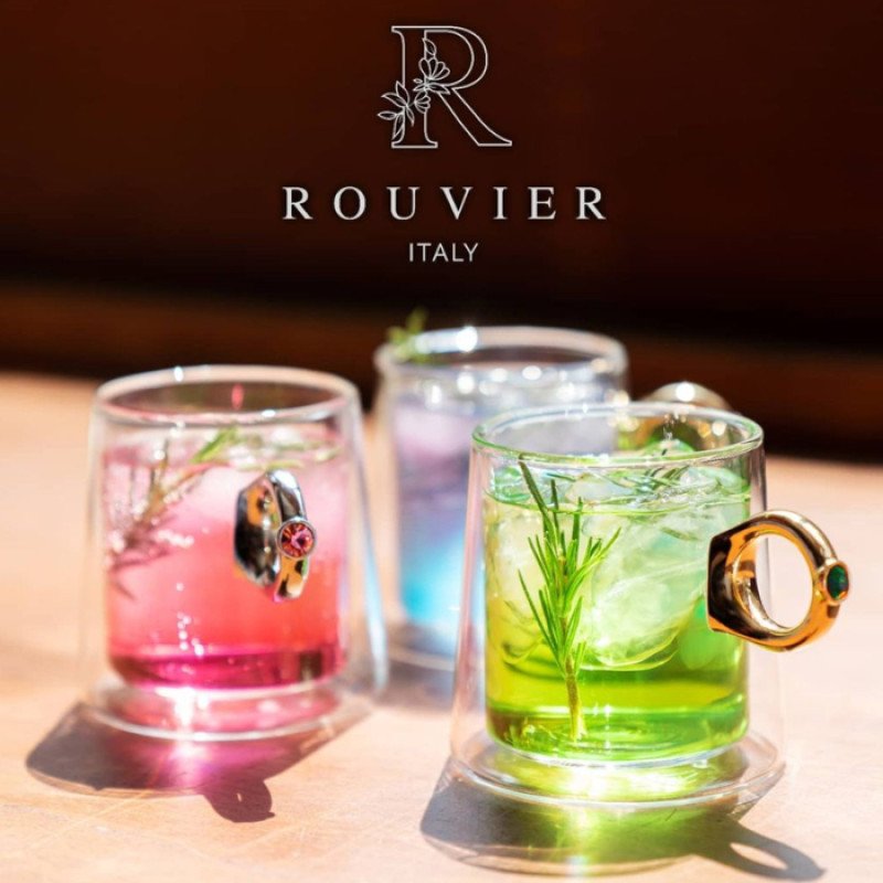 Rouvier lovering double glass & swarovski crystal