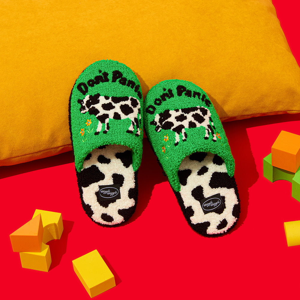 Kids Terry Home Slipper - Don't Panic Green