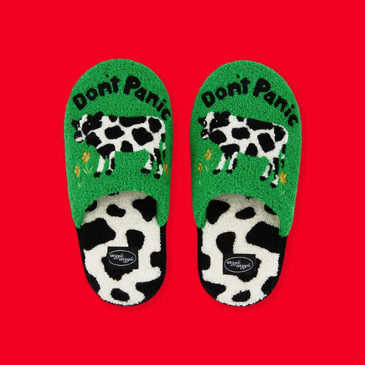 Kids Terry Home Slipper - Don't Panic Green