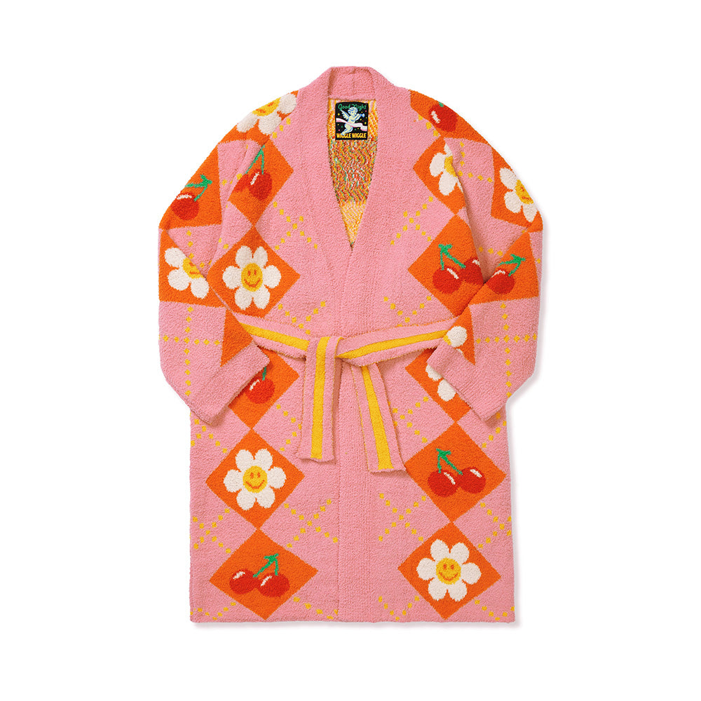 Lounge Robe - Smile Cherry Argyle