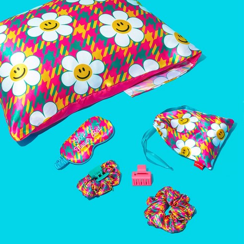Sleep travel set - hound tooth check
